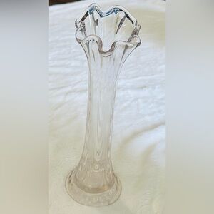 Vintage Clear Swung Glass Case Mcm Ruffled Hobnail Bottom Mid Century Antique